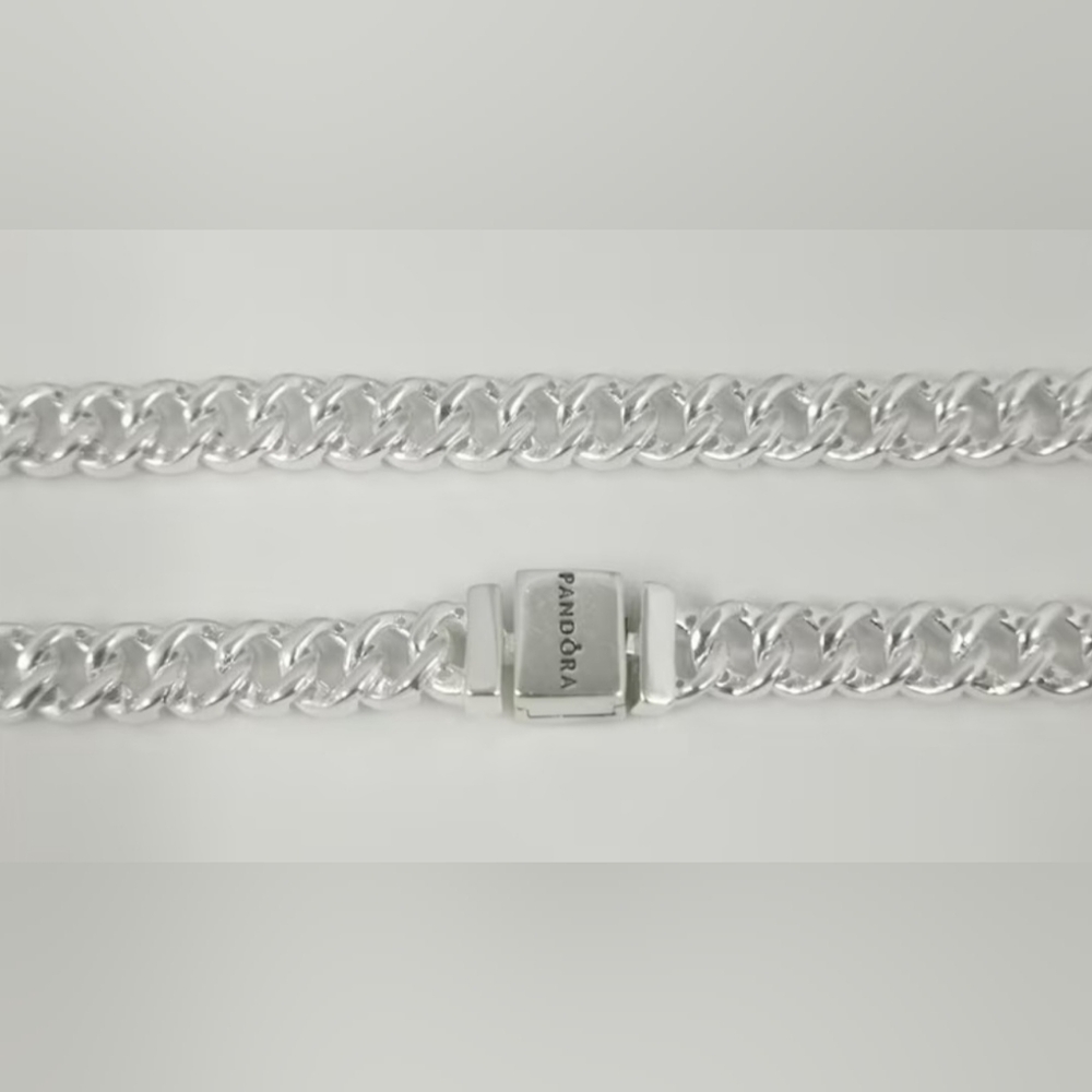 PANDORA ALE TIMELESS PAVE CUBAN CHAIN NECKLACE, STERLING SILVER! NEW! - Picture 9 of 10
